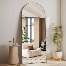 CASSILANDO Full Length Mirror165X60cm Arched Mirror, Black Floor Mirror with Standing Full Body Mirrors Hanging or Leaning Against Wall, for