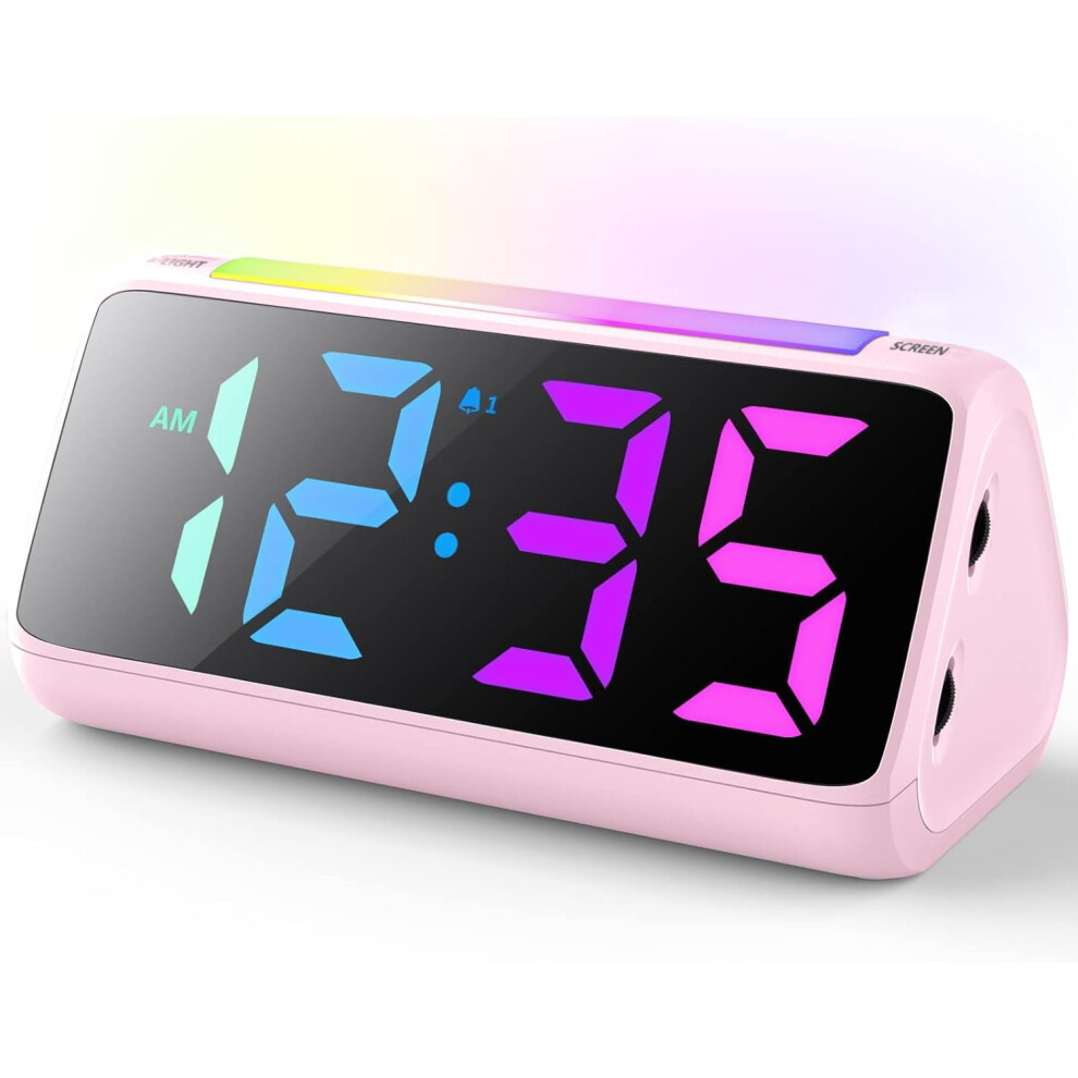 Alarm Clocks Bedside, Digital Clock For Bedroom, Kids Alarm Clock With Rgb Nightlight, Large Digits, Full Range Brightness Dimmer, Snooze, Dual Netzu