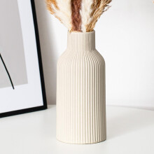 Hanaomaoyi 20cm Ceramic Vase Beige Matte Round Modern Design, Boho Style for Aesthetic Decoration, Keeping Flower for Living Room, Bedroom Decoration,