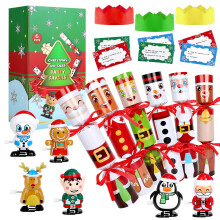 SULOLI 6PCS Santa And Snowman Christmas Cra-ckers Christmas Party Hats And Cra-ckers Christmas Decorations(Include Wind Up Toys)