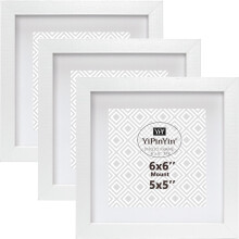 6 X 6 '' (15x15cm) Square White Photo Frames Set Of 3 with mount for 5x5 photo,Boxed Garllery 10x10cm Picture Frame 3 Pack, 15x15cm Square frames With