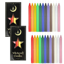 Spell Chime Candles 24 Pcs Coloured candles, 6.3" Tall Candle, Unscented Mini Taper candle for Witchcraft, Wiccan Altar, Magic Tools, Rituals, Prayer,