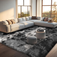 Untimaty Rugs Living Room - 160x230cm Dark Grey Large Rug for Living Room - Ultra Soft Fluffy Shaggy Rugs for Bedroom, Indoor Nursery Carpets for Kids