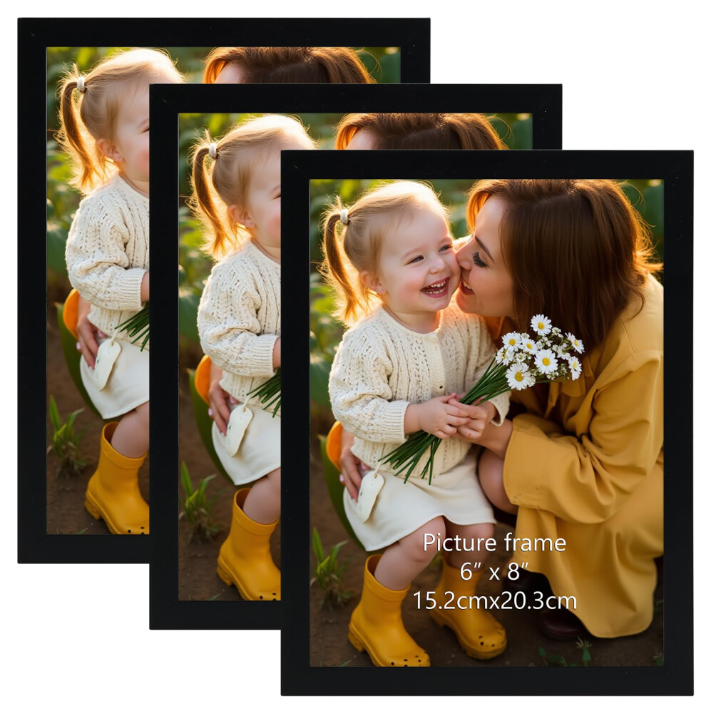 Hoikwo 8X6 Photo Frame Pack Of 3, Picture Frames 8X6 For Wall Or Tabletop Display, Horizontal & Vertical Orientation Black 5051222770399