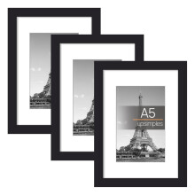 upsimples A5 Picture Frame, 3 Pack A5 Black Photo Frame, Wall Hanging Picture 14.8 x 21cm