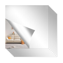 8 Pcs Flexible Mirror Sheets, Sticky Acrylic Mirror Tiles, Acrylic Mirrors Stickers, Small Square Self-Adhesive Stick on Mirrors for Walls Wardrobe