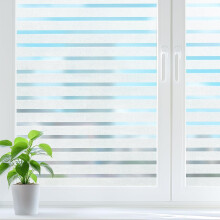 DOWELL Window Film Privacy Film for Glass Windows 44.5x200cm, Classic Stripes Pattern Decorative Sticker Anti UV Static Cling, Glass Vinyl Opaque Non