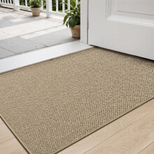 DEXI Door Mat 43 x 76 cm, Doormat Indoor Non-slip Dirt Trapper, Absorbent Inside Entrance Rug, Washable Low Profile Floor Mats for Entryway, Beige