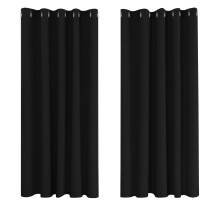 Deconovo Blackout Curtains 66 x 54 Super Soft Thermal Insulated Energy Saving Eyelet Black out Curtains for Bedroom 66 x 54 Drop Inch Black 2 Panels