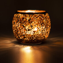 Larcenciel Mosaic Glass Candle Holder/Tea Light Holder/Vase/Pen Holder, Romantic Handmade Shattered Glass Tea Light Candle Shade/Potted Plants Bowl