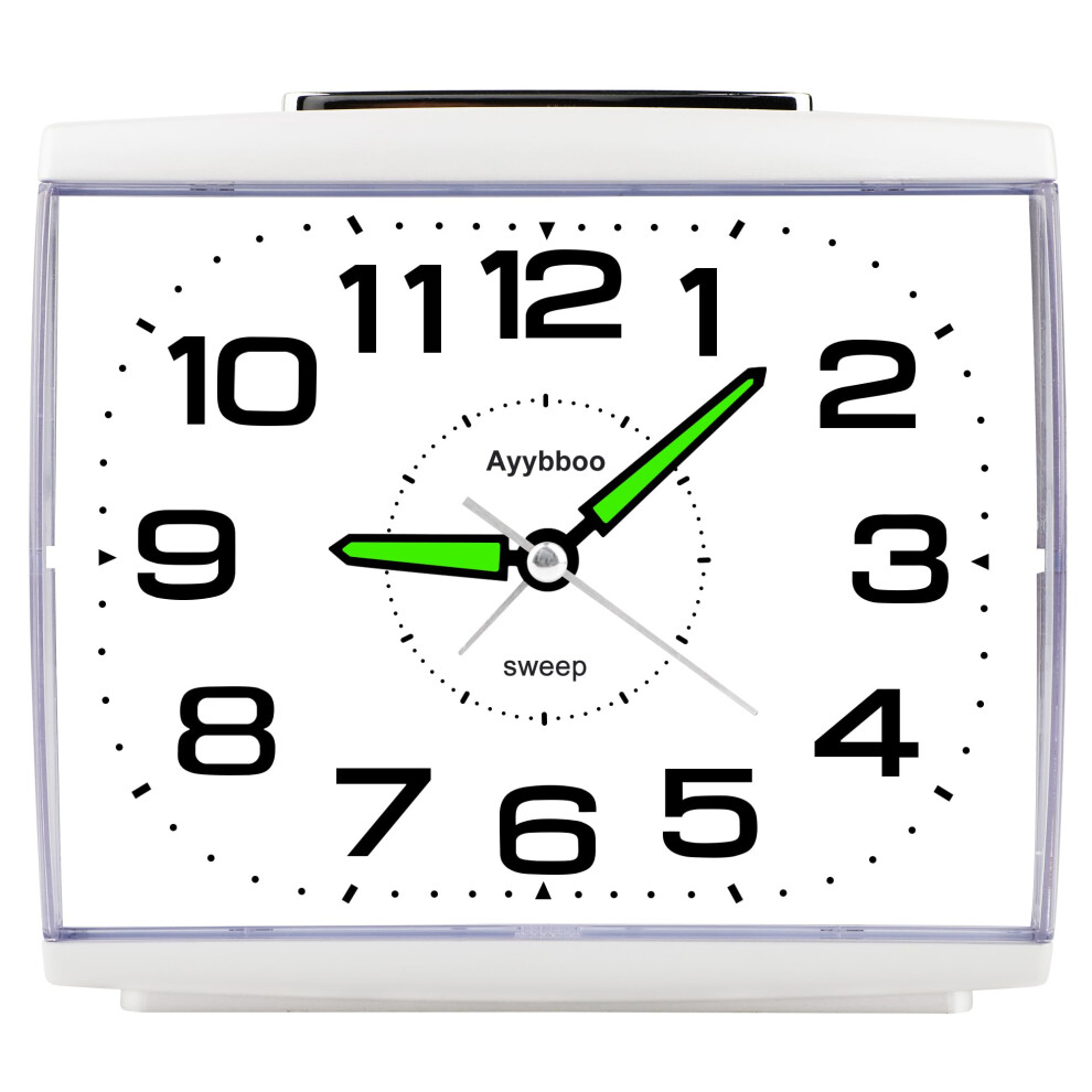 Alarm Clocks Bedside Battery Powered Analogue, Analogue Alarm Clock No Ticking Silent With Nightlight Snooze, Alarm Clocks Bedside Large Size Ayybboo