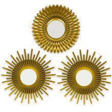 BONNYCO Wall Mirrors Pack of 3, Round Gold Mirrors for Living Room, Home Decor and Bedroom. Hanging Wall Decoration Hallway, Small Shabby Chic Home