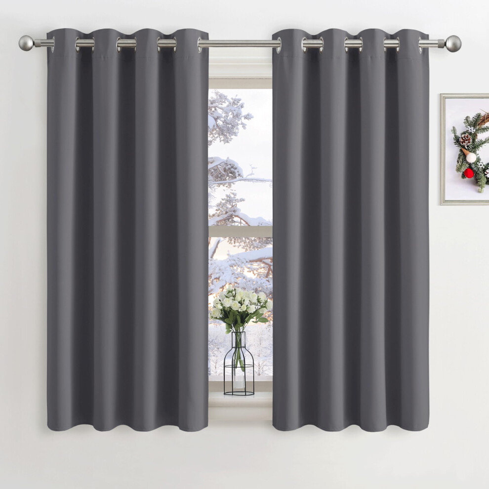 Blackout Eyelet Curtains, Thermal Insulated Curtains & Drapes For Kid's Bedroom, Living Room, Kitchen, Energy Saving & Room Darkening Gray Pony Dance