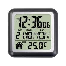 Waterproof Shower Clock with Time and Temperature Display, Digital Bathroom Wall Clock with Suction Cup, Black