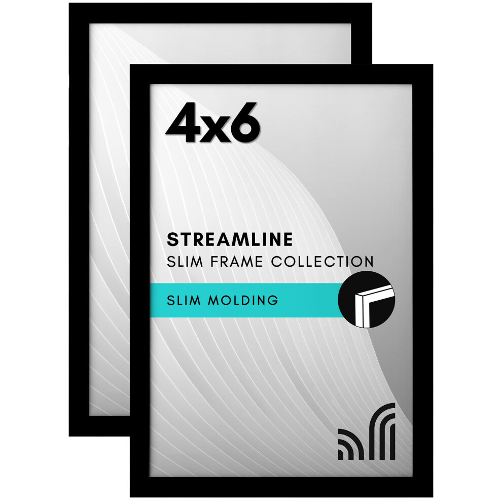 Americanflat 6X4 Photo Frames With Shatter Resistant Glass - Thin Photo Frames For Wall And Tabletop Display - Hanging Hardware And Easel Back 5051222774687