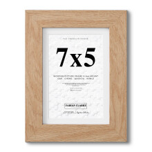Fabian Clarke London? 7x5 Modern Oak Wooden Picture Photo Frame with White 6x4 Mount to Hang Portrait or Landscape