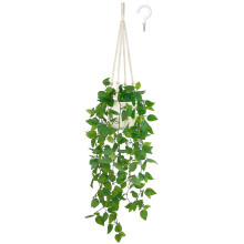Mkono Fake Hanging Plant with Pot, Artificial Plants for Home Decor Indoor Macrame Plant Hanger with Fake Vines Greenery for Bedroom Bathroom Kitchen