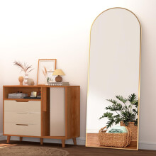 NEUWEABY Full Length Mirror 162x53cm Arch Floor Mirror with Stand Arched Full Body Gold Standing Hanging or Leaning Against Wall for Bedroom Entry,