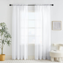 PONY DANCE Slot Top Net Curtains for Windows - White Voile Curtains 72 Drop Pair Light Filtering Semi Transparent Voile Sheer Panels for Living