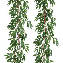 RECUTMS Artificial Willow Leaves Vine Twigs 2Pcs 5.7Ft Fake Hanging Ivy Plants Silk Green Leaf Rattan Garland Greenery Decor for Indoor Outdoor Home