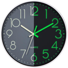 VIVILINEN Luminous Wall Clock Bedroom Clock Non Ticking Silent Wall Clock Modern for Living Room Kitchen Office Bathroom Battery Operated Grey Glow in