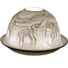 Cello Porcelain Tealight Holder Dome, Elephant Design - 3D Image Projecting Candle Holder - Stocking Fillers for Women