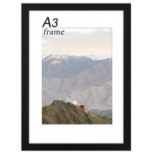 RUN HELIX Wooden A3 Picture Frame - A3 Frame with Plexiglass - A3 Black Frame for Wall Mount - Picture Frame for Family Display Pictures Wall Gallery