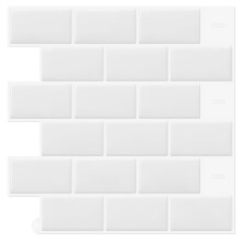 DEWOO 20-Sheet White Peel and Stick on Wall Tiles,Self Adhesive Splashback Metro Subway for Kitchen Bathroom, (12"x 12")