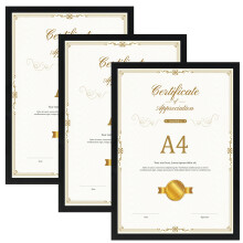 Hoikwo Black A4 Photo Frame Pack of 3, A4 Picture Frames for Wall or Tabletop ? Perfect for Certificates, Family Photos, Artwork, Posters & Important