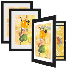 Tinkeps 3 Pack A4 Kids Artwork Display Frame Black - Fillable Front Opening Photo Frames, Children's Artwork Display for 150 Pictures, for Kids Art