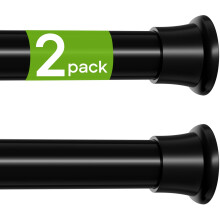 2Pcs Tension Rod 58-120cm Extendable Curtain Poles Black Adjustable Tension Rods for Curtains Shower Curtain Pole No Drilling Spring Tension Rod for