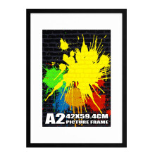 Hiyzaun A2 Picture Frame, A2 Black Frame with A3 Mount, 42x59.4cm Poster Frames with Perspex Window