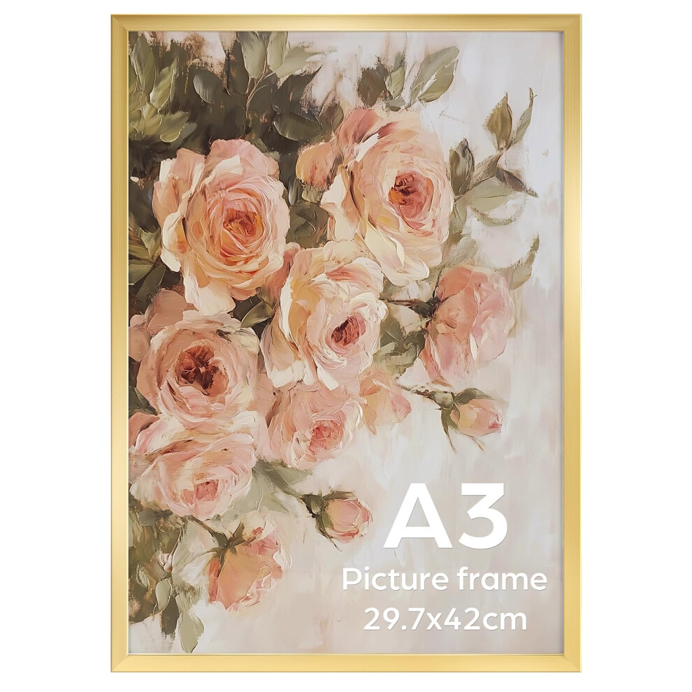 Giftgarden A3 Picture Frame Elegant A3 Photo Frame For Displaying Posters, Certificates, And Artwork Horizontally Or Vertically On The Wall Gold 5051222774731