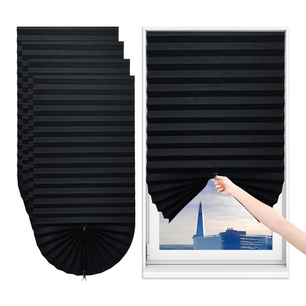Sneulletoys 4Pack No Drill Temporary Blinds Stick On,Easy Fit Self Adhesive Blinds,Non-Woven Fabric Crop According To Size,Curtains For Bedroom