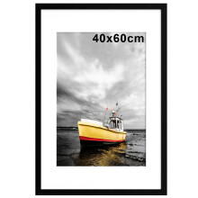 Hiyzaun 40x60cm Picture Frame with Mount, Black 40x60 Photo Frame with Perspex Window, 4 Hooks for Mounting
