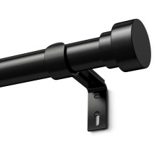 Black Curtain Pole Metal Extendable Curtain Rods Door Curtain Poles for Eyelet Curtains, Black 76 to 228cm