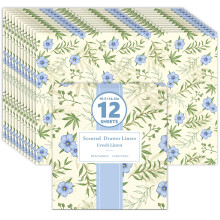SCENTORINI Linen Scented Drawer Liners, Scent Paper Liners for Wardrobe, Bedroom, Closet, Shoe Cupboard 12 Sheets