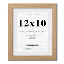 Fabian Clarke London? 12x10 Modern Oak Wooden Picture Photo Frame with White 10x8 Mount to Hang Portrait or Landscape
