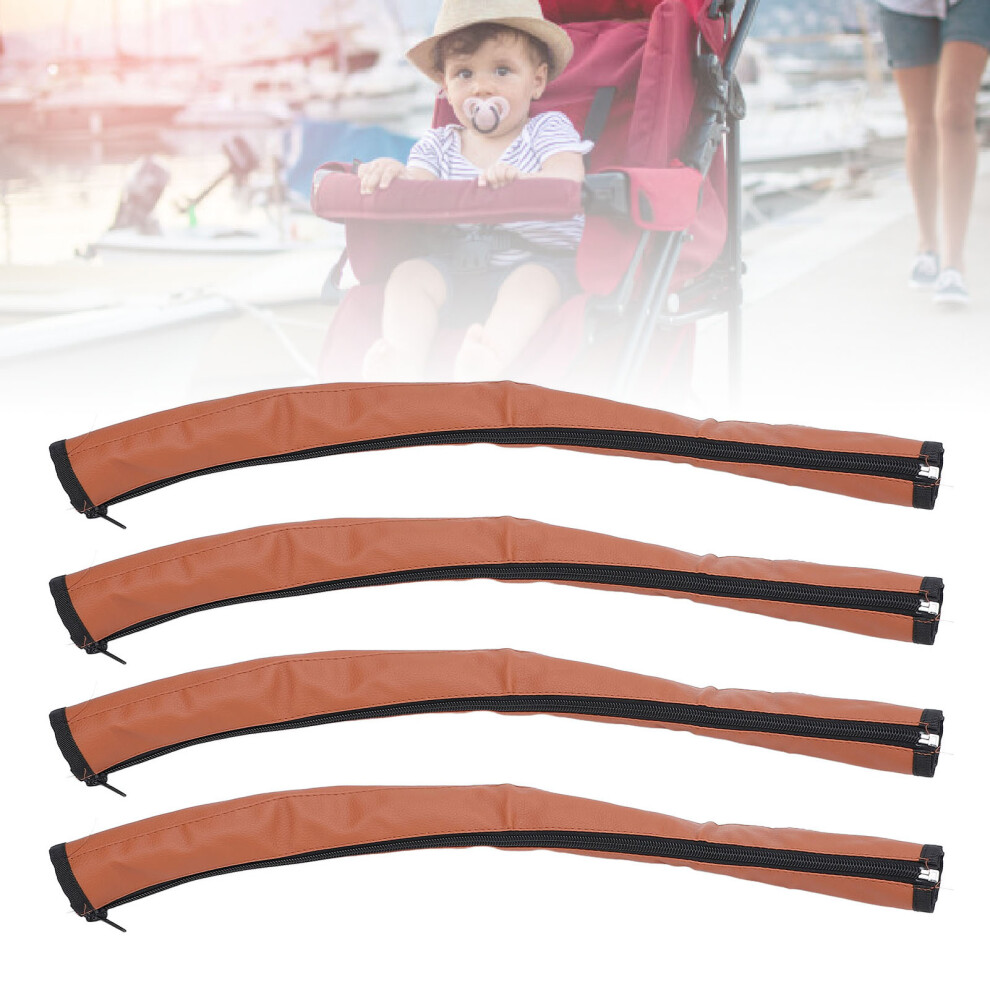 4pc Stroller Handle Cover PUleather 52x12cm Brown