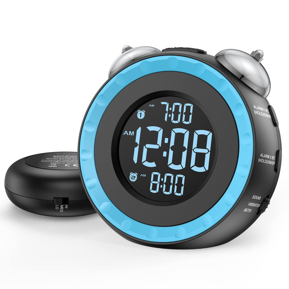 Alarm Clock For Heavy Sleepers Or Hearing Impaired, Loud Alarm Clock With Bed Shaker, Deaf Alarm Clocks With Vibrating, Adjustable Dimmer And Ocube