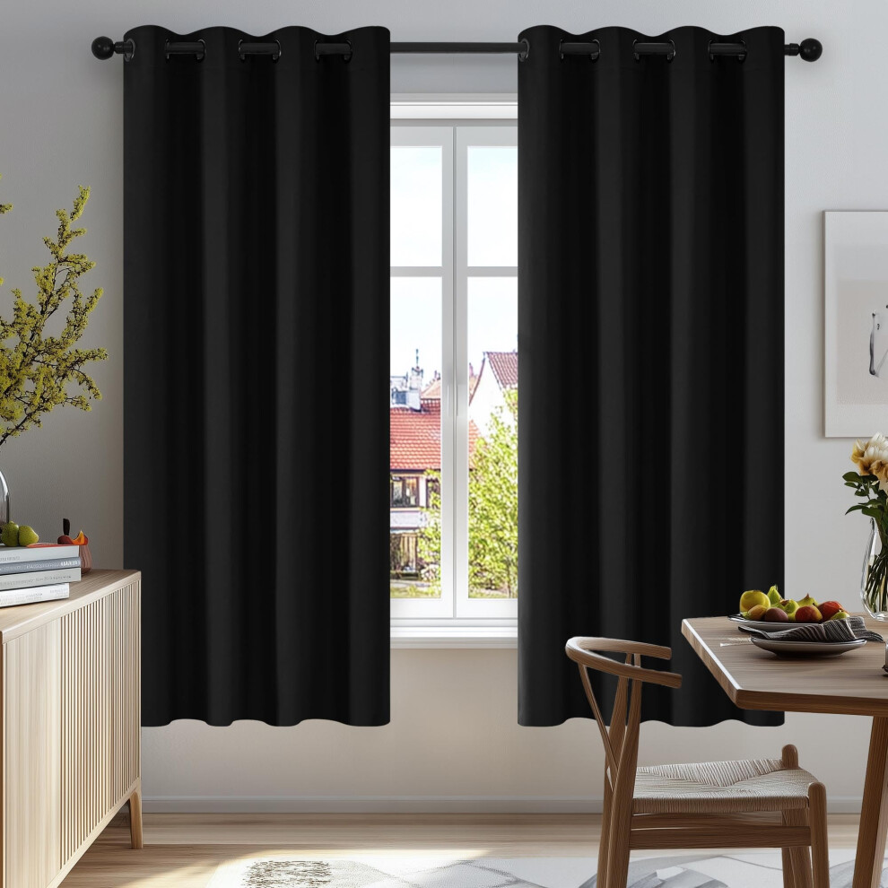 Out Curtains Super Soft Thermal Insulated Energy Saving Curtains For Kids & Bedroom 46X63 Inch 2 Panels Black Deconovo