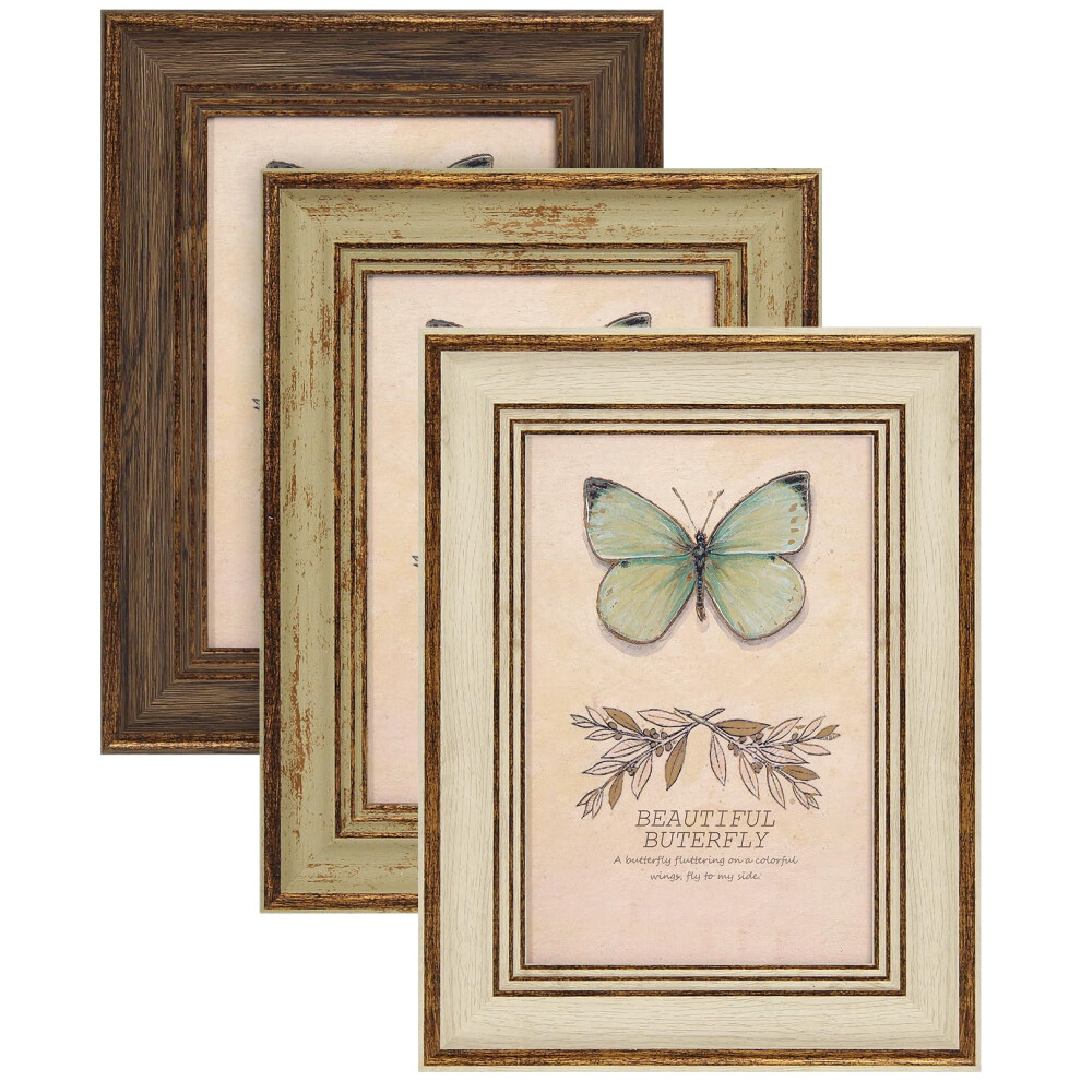 Xuanluo 3 Pack 4X6 Inch Farmhouse Rustic Picture Frame Sets Distressed Farmhouse Plastic Frame For Wall Mount Or Tabletop Display 5051222778074