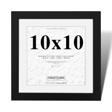 Fabian Clarke London? Modern Black Square 10x10 Picture Photo Frame with 8x8 White Mount Wall Hung or Freestanding