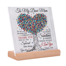 Niyewsor Mum Birthday Gifts, Acrylic Plaque Gifts for Mum, Birthday Gift for Mums from Daughter Son, Desk Decor Sign Presents for Mums, Christmas