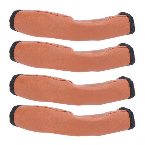 4pcs Brown PU Leather Stroller Handle Cover, Washable & Zippered