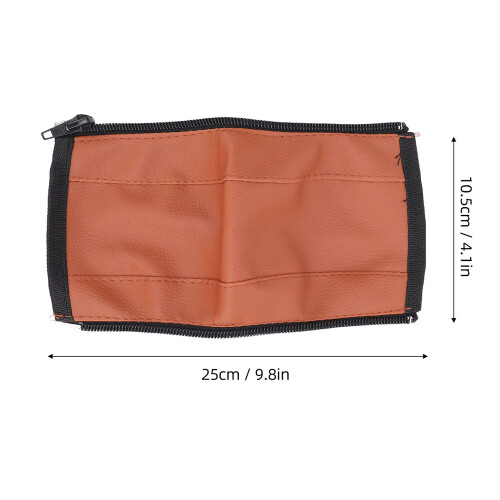 4pcs Brown PU Leather Stroller Handle Cover, Washable & Zippered 1