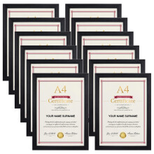 Giftgarden 12 Pack A4 photo Frames, Black A4 Picture Frame Certificate Frames for Wall Hanging and Tabletop Display