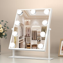 FUNTOUCH Makeup Mirror with Lights, Hollywood Vanity Mirror with 3 Colors Lighting Modes, Touch Control, 360?Ratation, Dimmable 9 LED Bulbs Lighted