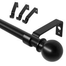 Curtain Poles, Black Curtain Pole for Eyelet Curtains 80 to 224 cm, Adjustable Curtain Rod for Bedroom with Brackets, 16mm Diameter 7ft Metal Curtain