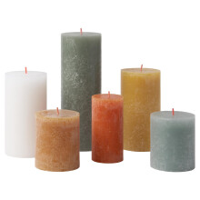 Bolsius Rustic Pillar Candles - Gift Set of 6 - Retro - Decorative Household Candles - Length Burning Time - Unscented - Includes Natural Plant Wax -